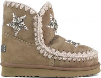 Mou Schoenen, Dames, Bruin, 37 EU, Wol, Handgemaakte Eskimo Laarzen met Bloemenborduurwerk