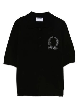 Moschino Poloshirt met geborduurd logo - Zwart
