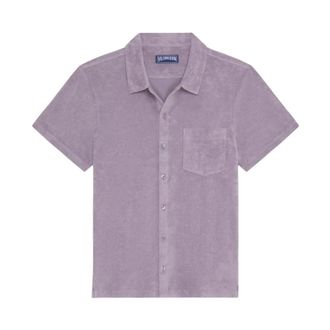 Vilebrequin Terry Bowling Shirt - Heren - Korte mouwen Overhemden - Paars - XL - Katoen - Overhemden