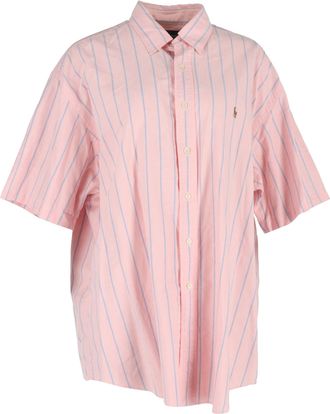 Ralph Lauren overhemd met verticale strepen en korte mouwen in roze katoen
