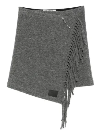 Uli Schneider fringed wool mini skirt - women - Wool - 34 - Grey