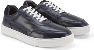 Silver Street London Spinney Mens Trainers Premium Leather Classic Casual Shoes Extra Padded Comfort Sneakers for Men, Navy, UK 11