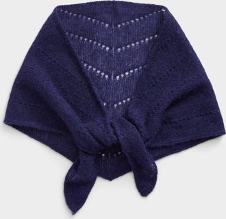 Simons Womens Openwork knit alpaca triangle scarf Exclusive collection from Italy