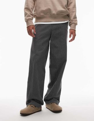 Dickies Lima - Pantaloni a fondo ampio grigi con motivo gessato-Grigio