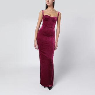 Balenciaga Long plum-colored velvet dress