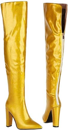 Generic Womens Over The Knee Boots Pointed Toe Square Heel Faux Leather Party Shoes