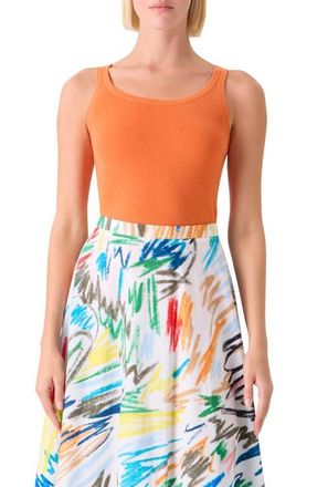 Akris Fitted Virgin Wool Sweater Tank in Orange at Nordstrom, Size 16