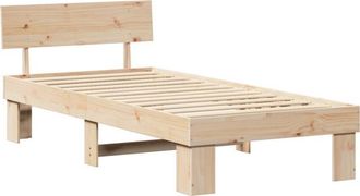 vidaXL Bed Frame with Headboard Brown 90 x 190 cm Solid pine wood Vidaxl