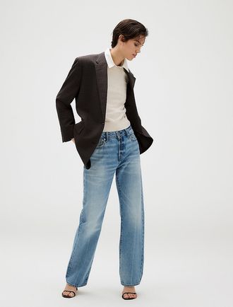 Calvin Klein Jeans Calvin Klein Womens Smooth Cotton Relaxed Monogram Sweater - White - XS