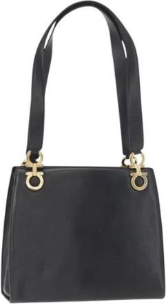 Ferragamo Pre-owned Shoulder Bags, female, Black, Size: ONE SIZE Pre-owned Leather Shoulder Bag