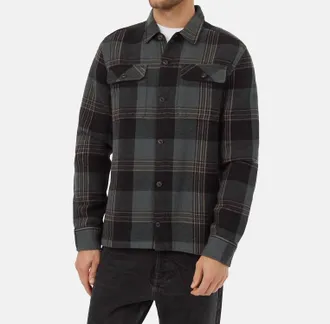 tentree Flannel Jack Shirt In Black/dark Teal