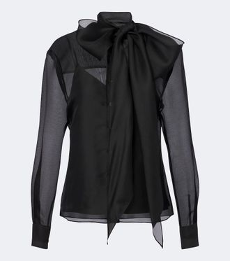 Carolina Herrera Tie-neck silk organza blouse