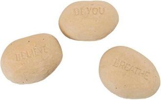 Foreside Home And Garden Set of 3 Indoor Decorative Stones Cream Paper Mache in Off-White at Nordstrom