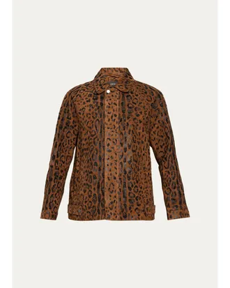 Kobi Halperin Lana Beaded Animal-Print Suede Jacket