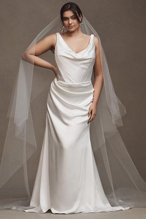 Watters Wtoo by Watters Gigi Draped U-Neck Column Wedding Gown