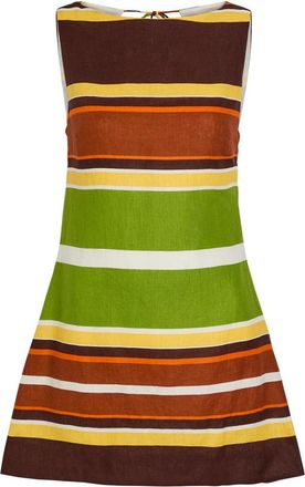 Faithfull The Brand Jacie Striped Linen Mini Dress - Stripe - M (UK12 / M)