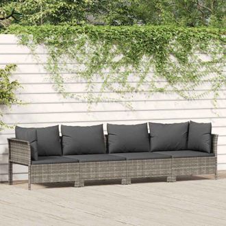 vidaXL Set Divani da Giardino 4 pz con Cuscini in Polyrattan Grigio - Vidaxl