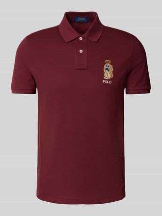 Polo Ralph Lauren Custom Slim Fit Poloshirt mit Stitching in Bordeaux, Gr&ouml;&szlig;e XL