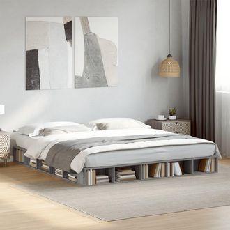 vidaXL Vidaxl - Estructura De Cama Madera De Ingenier&iacute;a Gris Sonoma 200x200 Cm