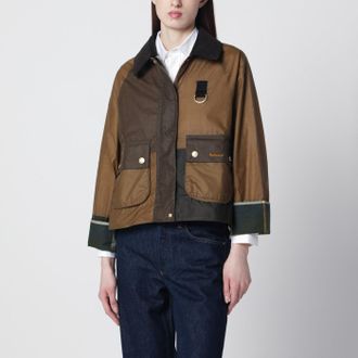 Barbour Giacca Alma beige sabbia/verde oliva in cotone cerato