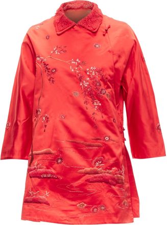 Shiatzy Chen silk lace collar floral cloud embroidery qipao top