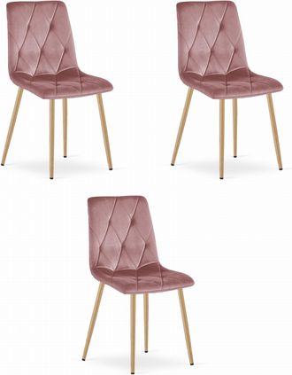 OEM Silla Libra - Terciopelo Rosa / Patas Color Madera X 3