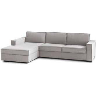 Dmora Talamo Italia - Divano fisso con penisola Sodalite, Sof&agrave; ad angolo con penisola contenitore Sinistra, Braccioli slim, 100% Made in Italy, Cm