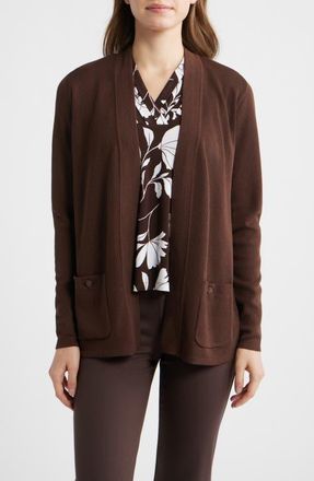 Anne Klein Malibu Open Front Cardigan in Dark Chocolate at Nordstrom, Size Xx-Small