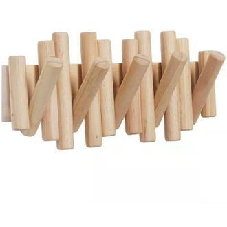 OEM Perchero De Pared Con 5 Ganchos, Madera Natural, 37,1 X 16,5 X 4,4 Cm (color Madera)