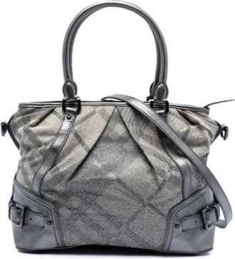 Burberry Pre-owned Handbags, female, Gray, Size: ONE SIZE Pre-owned Satchel