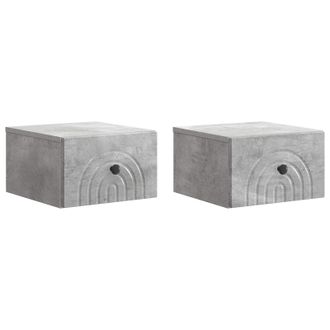 vidaXL Mesita De Noche De Pared 2 Pcs Gris Hormig&oacute;n 33 X 34,5 X 20 Cm Vidaxl