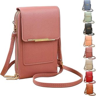 Generic 2026 New Anti-Theft Leather Bag for Women, Womens Touch Screen Mobile Phone Messenger Bag, Fashion Key Change Bag (Dark Pink)