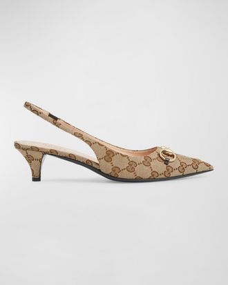 Gucci Erin GG Canvas Bit Slingback Pumps