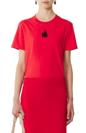 Lanvin Mother And Daughter Embroidered Cotton Jersey T-Shirt in Poppy Red at Nordstrom, Size X-Small