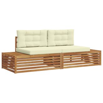 vidaXL Conjunto De Sof&aacute;s De Exterior Con Coj&iacute;n Natural Y Crema Vidaxl