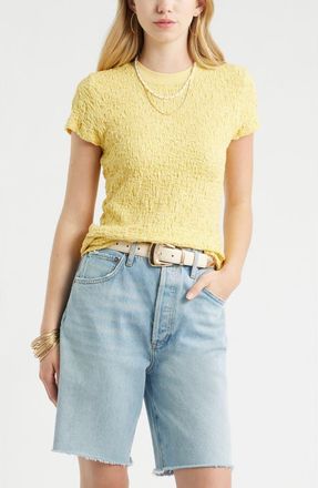Treasure & Bond Crinkle Knit Crewneck Top in Yellow Sundress at Nordstrom, Size Xx-Small