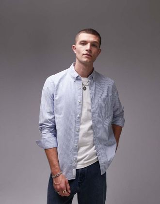 Arket oxford shirt in blue and white stripe