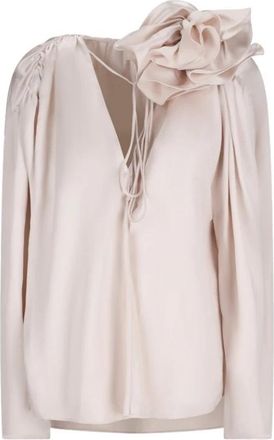 Magda Butrym Blouse met ruches op de schouders - Dames - Blouses - Wit - L - Satijn - Overhemden