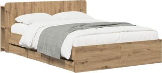 vidaXL Estructura De Cama Con Almacenamiento Y Cabecero Roble Artisan Vidaxl