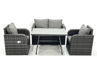 Fimous Outdoor Garden Furniture Set with Reclining Chair Dark Grey Mixed