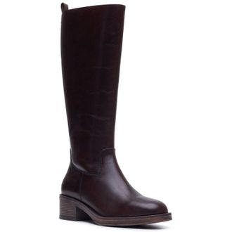 Hush Puppies Antonia Lange Leren Dames Chocolade Hakkniehoge Laarzen