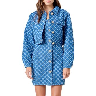 endless rose Crop Denim Jacket at Nordstrom, Size Medium