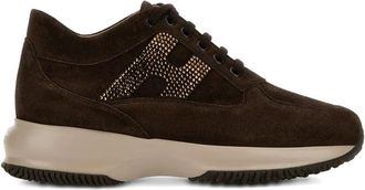Hogan Interactive Suede Sneakers With Rhinestones Shoes