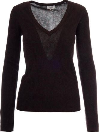 Liu Jo Ecs Maglia Costine Con Lam&eacute; - female - Liu Jo - V-neck Knitwear - Brown - XS - Knitwear