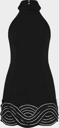 Rebecca Vallance Bellatrix Low-Back Rhinestone Halter Mini Dress