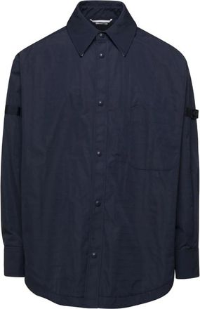 Thom Browne Oversized Shirt Jacket met Drukknoopsluiting - Heren - Casual Overhemden - Blauw - XL - Nylon - Overhemden