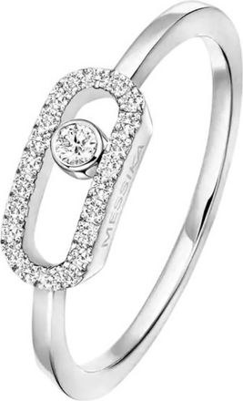 Messika Move Uno 18k White Gold Diamond Ring, Size 50