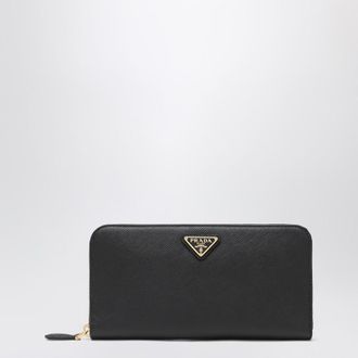 Prada Black Saffiano zip-around wallet
