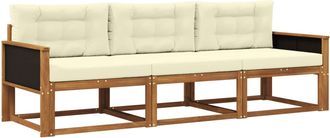 vidaXL Conjunto De Sof&aacute;s De Exterior 3 Uds. Natural Y Crema Vidaxl