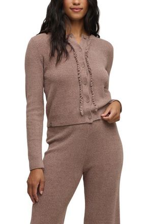 Barefoot Dreams CozyChic Ultra Lite Ruffle Rib Cardigan in Sable at Nordstrom, Size X-Large